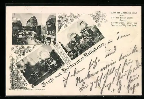 AK Heilbronn, Gasthaus Rathskeller, Innenansichten