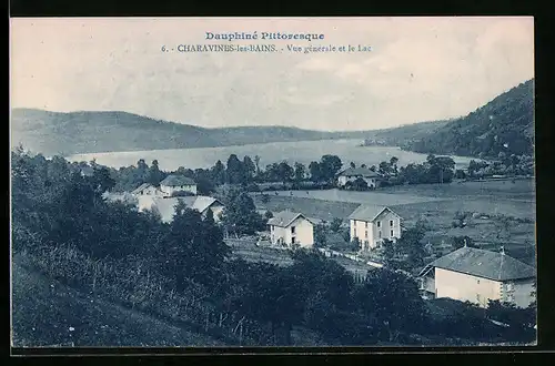 AK Charavines-les-Bains, Vue générale et le lac