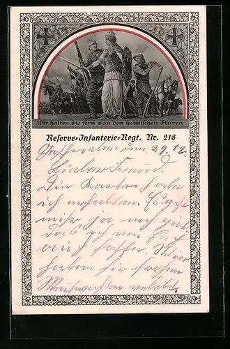 AK Reserve-Infanterie-Regiment Nr. 218, Soldaten ziehen in die Schlacht, Germanenkult