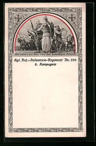 AK Kgl. Reserve-Infanterie-Regiment Nr. 220, 8. Kompagnie, Soldaten ziehen in die Schlacht, Germanenkult