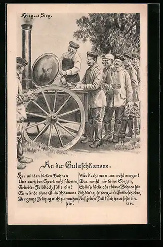 AK Soldaten erhalten ihre Mahlzeit aus der Gulaschkanone