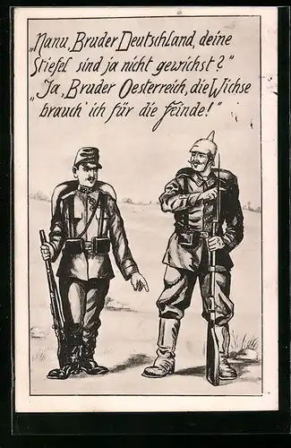 AK Soldaten des Zweibunds ziehen gemeinsam in den Kampf, Propaganda 1. Weltkrieg