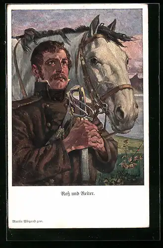 AK Ross und Reiter blicken nachdenklich in die Ferne, Befreiungskriege