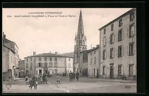 AK Saint-Amant-Tallende, Place de l`Aise et l`Eglise