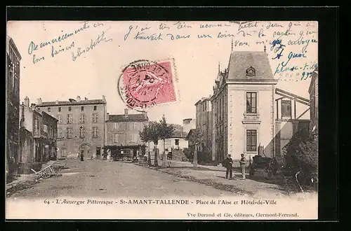 AK Saint-Amant-Tallende, Place de l`Aise et Hotel de Ville