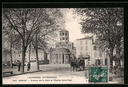 AK Issoire, Avenue de la Gare et l`Eglise Saint-Paul