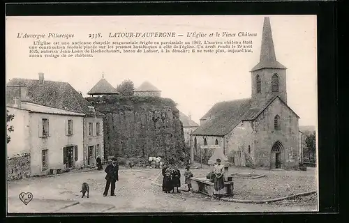 AK La Tour-d`Auvergne, L`Eglise et le Vieux Chateau