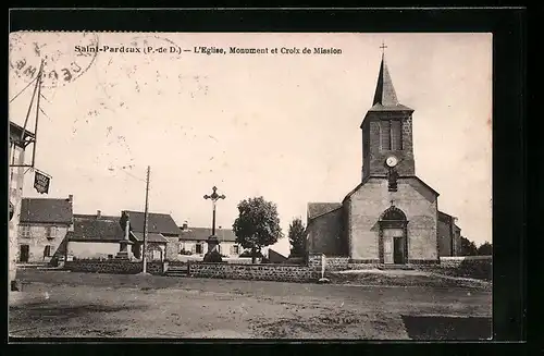 AK Saint-Pardoux, L`Eglise, Monument et Croix de Mission