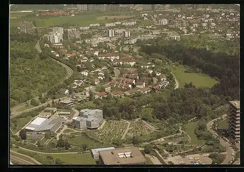 AK Tübingen, Stadtteil Wanne vom Flugzeug aus gesehen