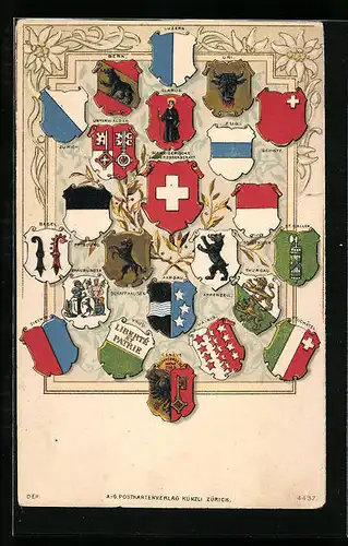 AK Schweiz, Schweizer Wappen, Bern, Luzern, Zug, Schwyz, Appenzell, Schaffhausen u. a.