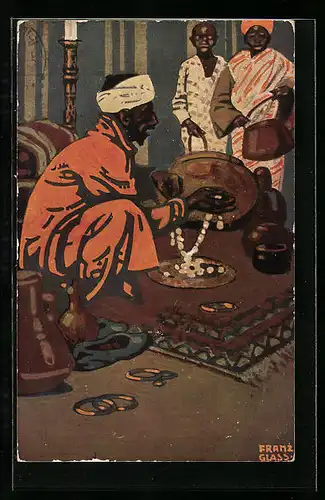 Künstler-AK sign.Franz Glass: München, Ausstellung 1910, Arabischer Händler