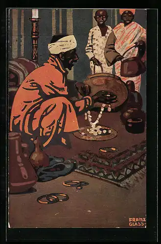 Künstler-AK sign. Franz Glass: München, Ausstellung 1910, Arabischer Händler