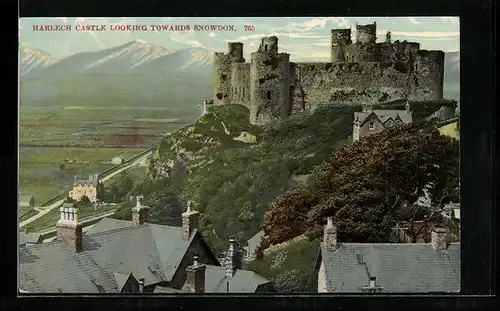 AK Harlech, Harlech Castle looking toward Snowdon