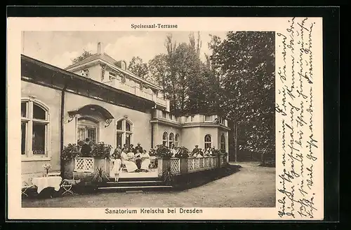 AK Kreischa /Dresden, Speisesaal-Terrasse vom Sanatorium