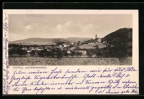 AK Castell /Unterfranken, Ortsansicht mit Umland