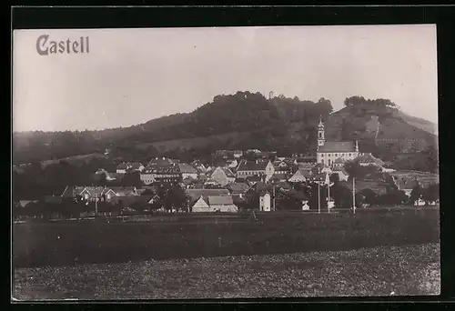 AK Castell, Ortsansicht mit Umgebung