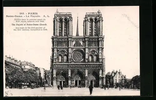 AK Paris, Cathédrale Notre-Dame, La Facade