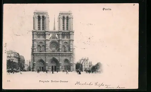 AK Paris, Cathédrale Notre-Dame, Facade