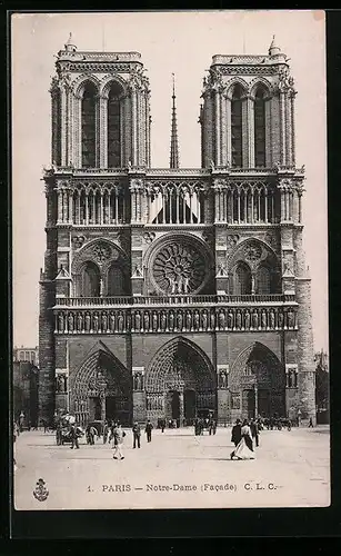 AK Paris, Cathédrale Notre-Dame, Facade