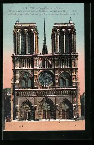 AK Paris, Cathédrale Notre-Dame, La Facade