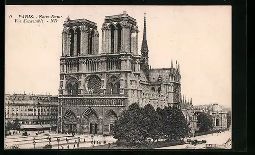 AK Paris, Cathédrale Notre-Dame, Vue d`ensemble