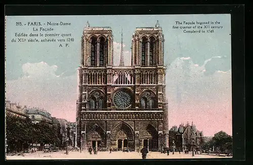 AK Paris, Cathédrale Notre-Dame, La Facade