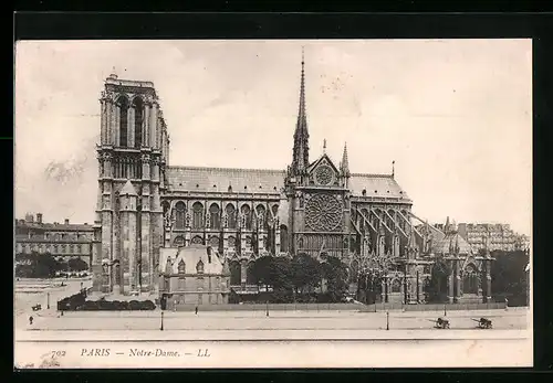 AK Paris, Cathédrale Notre-Dame, Blick von der Seite