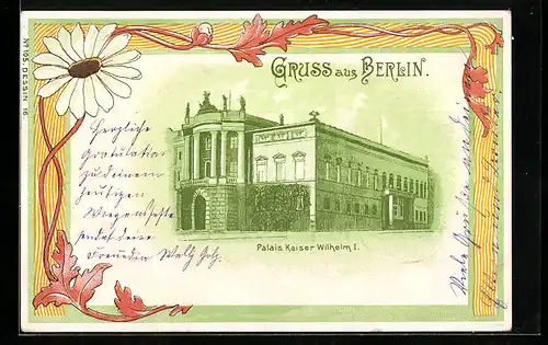 Lithographie Berlin, Palais Kaiser Wilhelm I.