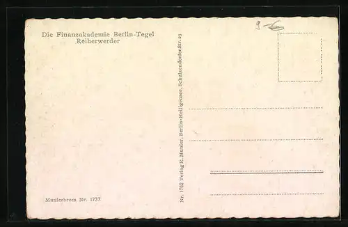 AK Berlin-Tegel, Finanzakademie Reiherwerder, Bauernstübchen