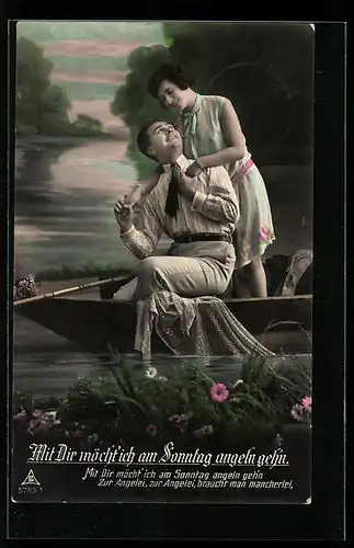 Foto-AK Photochemie Berlin Nr. 5783 /1: Mit dir möcht` ich am Sonntag angeln gehn