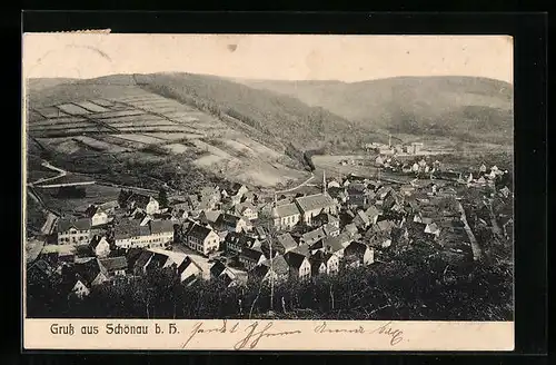 AK Schönau b. H., Totale vom Berg aus gesehen