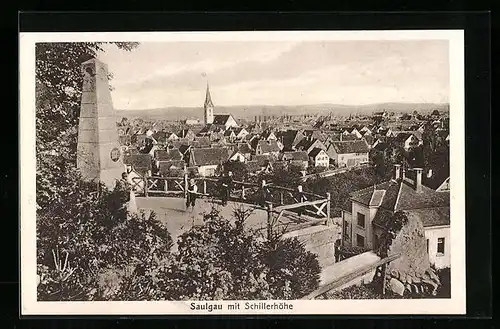 AK Saulgau, Gesamtansicht mit Schillerhöhe