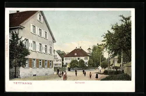 AK Tettnang, Passanten auf dem Karlsplatz