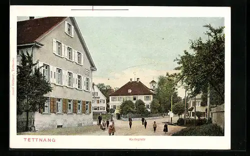 AK Tettnang, Passanten auf dem Karlsplatz