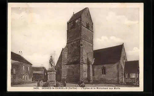AK Gesnes-le-Gandelin, l`Eglise et le Monument aux Morts