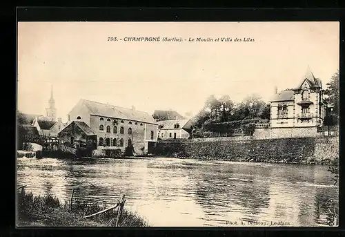 AK Champagné, le Moulin et Villa des Lilas