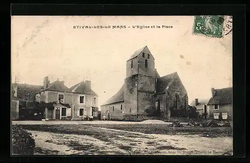 AK Etival-les-le Mans, L`Eglise et la Place