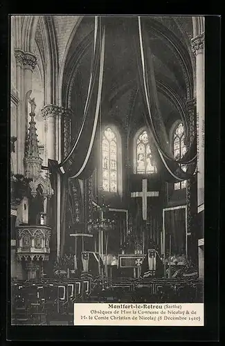 AK Montfort-le-Rotrou, Obsèques de Mme la Comtesse de Nicolay & de Mr le Comte Christian de Nicolay 1910