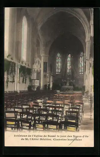 AK Bessé-sur-Braye, Intérieur de l`Eglise de Bessé le jour des Noces d`Or