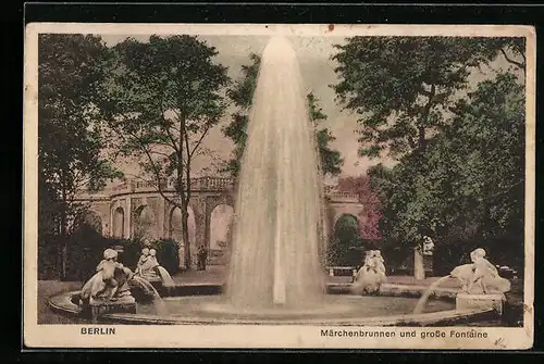 AK Berlin-Friedrichshain, Märchenbrunnen mit grosser Fontaine