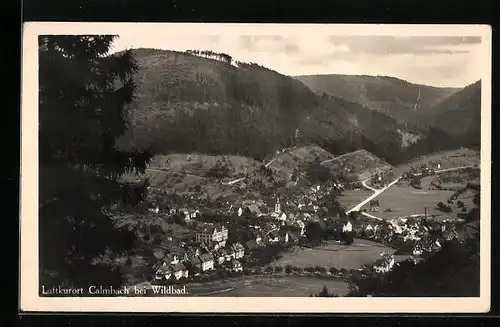AK Calmbach bei Wildbad, Totale vom Berg aus gesehen