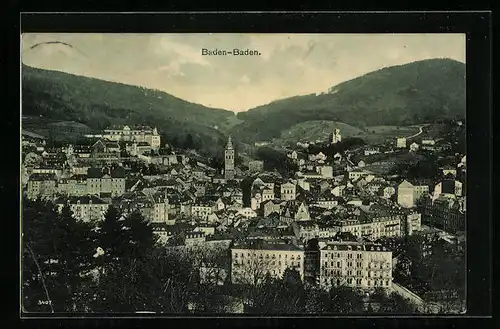 AK Baden-Baden, Panoramablick vom Berg aus