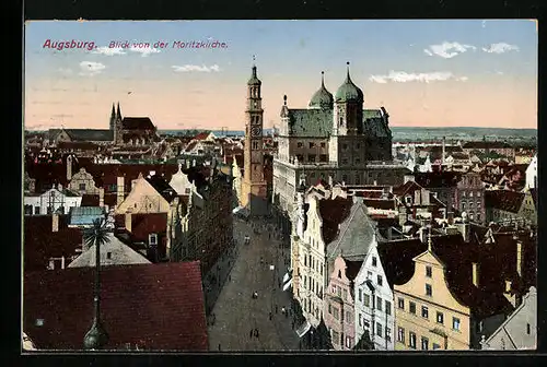 AK Augsburg, Blick von der Moritzkirche