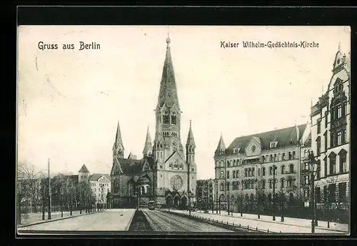 AK Berlin-Charlottenburg, Blick auf die Kaiser Wilhelm-Gedächtnis-Kirche