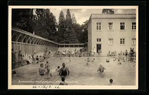 AK Badenweiler, Markgrafenbad, offenes Termalbad mit Besuchern