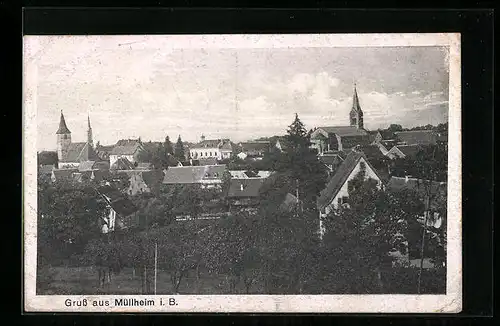 AK Müllheim i. B., Ortsansicht mit Umgebung