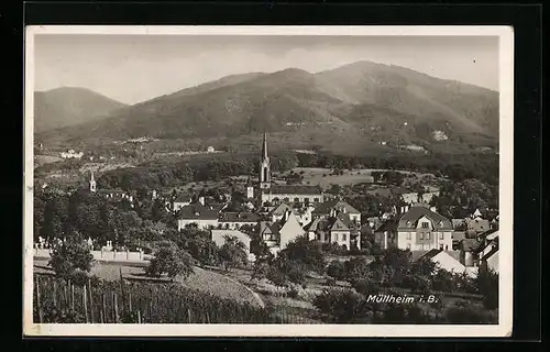 AK Müllheim i. B., Ortsansicht mit Kirche