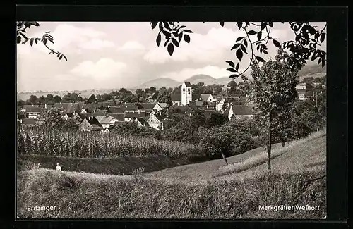 AK Britzingen, Ortsansicht mit Umland