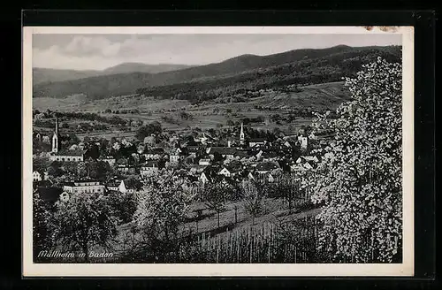 AK Müllheim in Baden, Ortsansicht mit Umgebung