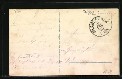 AK Blaubeuren, Ortsansicht mit Bergen